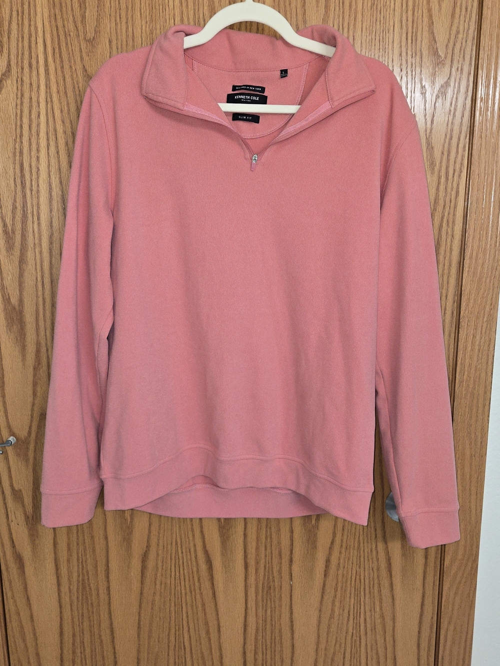 Kenneth Cole Size Large Pink Quarter-Zip Pullover